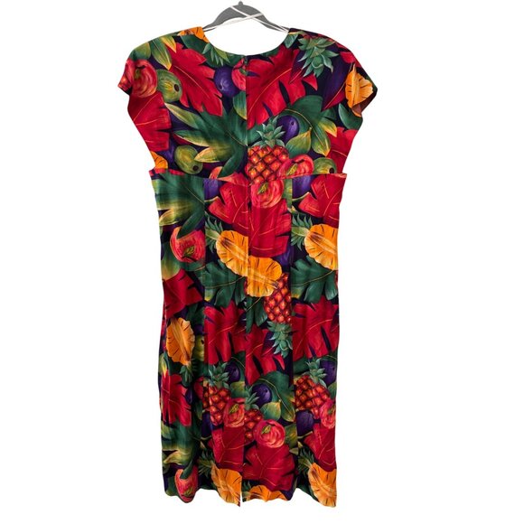 Vintage Jessica Howard Womens Tropical Fruit Print Dress Short Sleeves Mid-Lengt - Picture 3 of 13